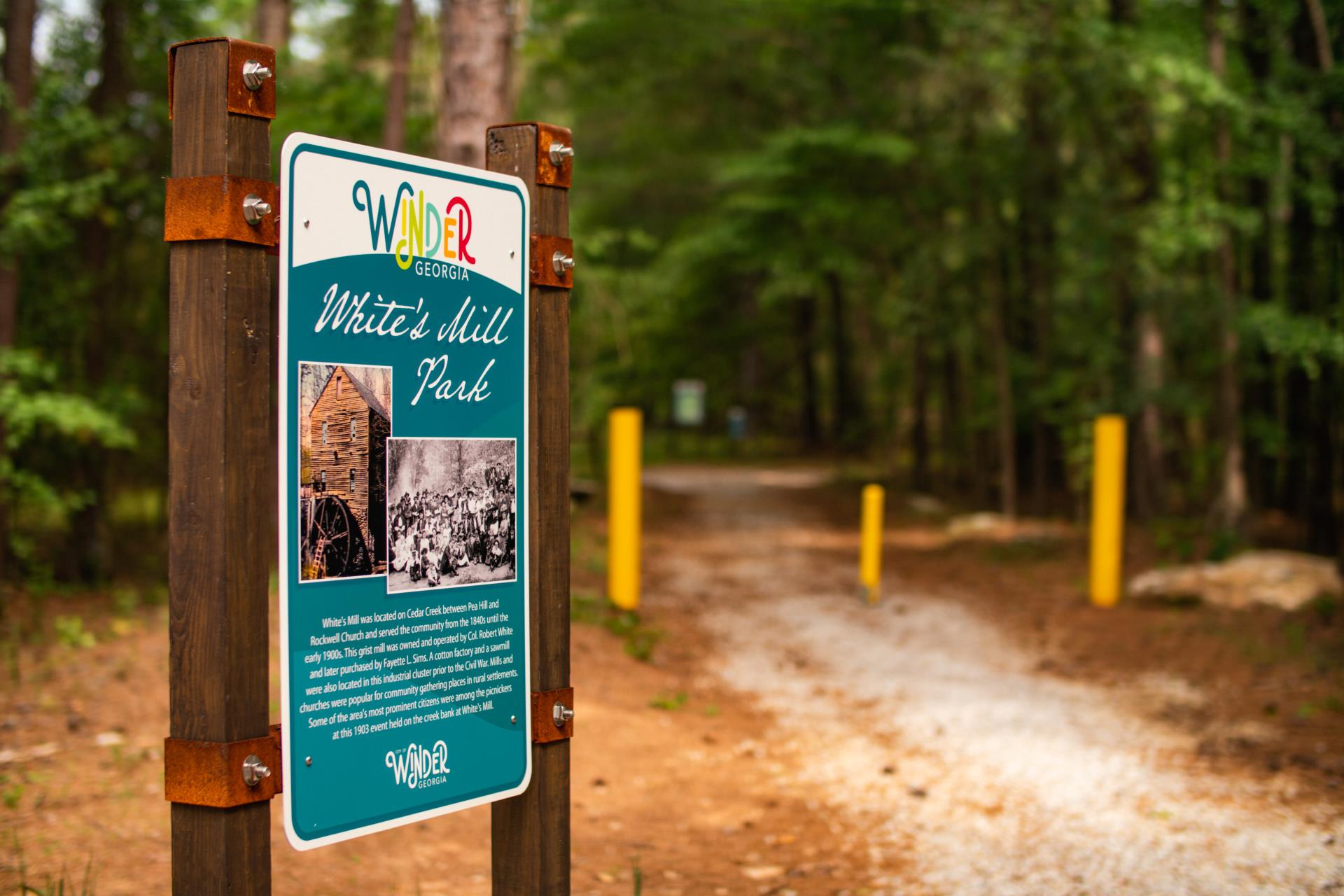 whites mill park sign