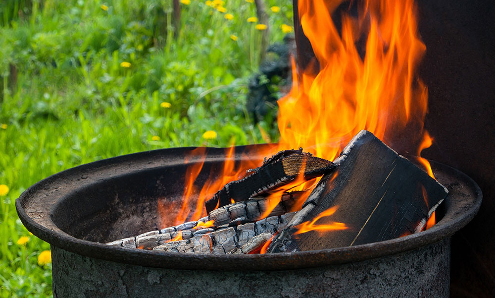 Wood Burning in Drum